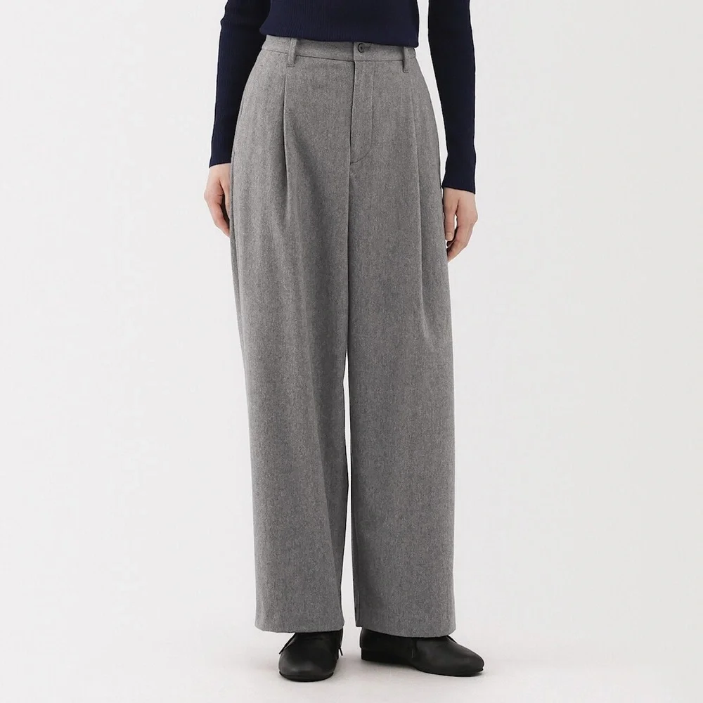 Muji Brushed Wide Trousers - sz L - Picture 1 of 7